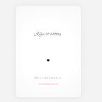 A minimalist Desire greeting art print card with rounded corners, featuring the black cursive text 'Kiss it better' and a small black heart on a white background, with additional text 'She is the ocean.