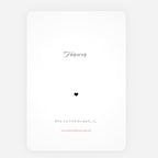 A minimalist white art print or greeting card with rounded corners, featuring the quote 'Forever' in black script, a small black heart, and the text 'She is the ocean.